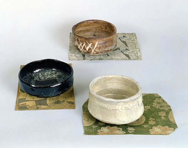 Three chawans used for tea ceremonies, c. 1800 (ceramic)
