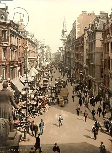Cheapside, London, c. 1890-1900 (photochrom)