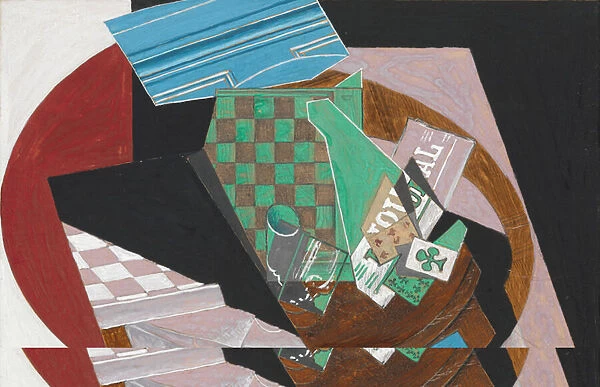 Checkerboard and Playing Cards, 1915 (gouache, graphite