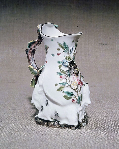 Chelsea porcelain goat and bee jug, c.1745