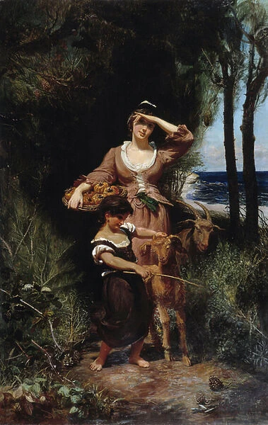 Chevrere by the Sea Painting by Joanny Rave (1827-1882) Dim. 219x139 cm. Mandatory mention: Collection fondation regards de Provence, Marseille