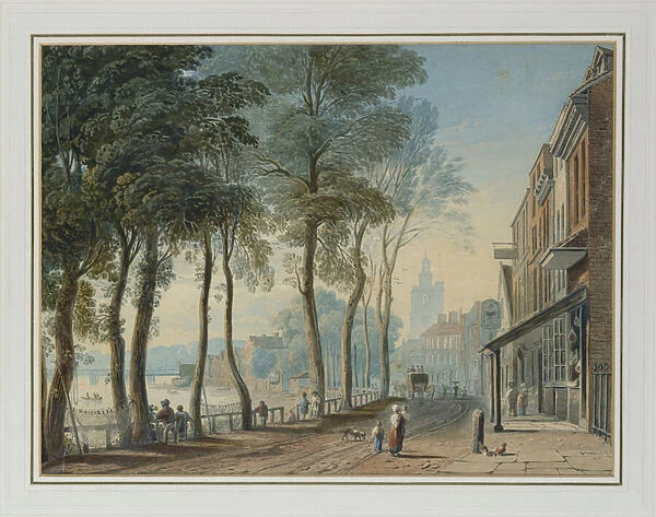 Cheyne Walk, Chelsea, 1816 (pencil & w  /  c on paper)