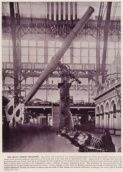 Chicago Worlds Fair, 1893: The Great Yerkes Telescope (b  /  w photo)