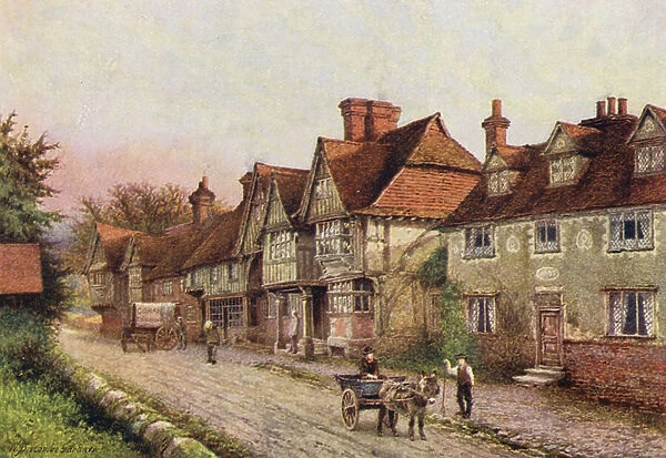 Chiddingstone from the Corner of the Churchyard (colour litho)