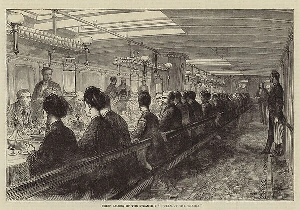 Chief Saloon of the Steamship 'Queen of the Thames'(engraving)