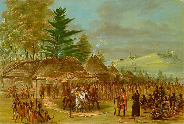 Chief of the Taensa Indians Receiving La Salle, 1847  /  8 (oil on canvas)
