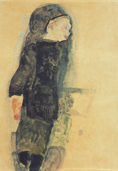 Child in a Black Dress, 1911 (gouache, w  /  c, & pencil on paper)