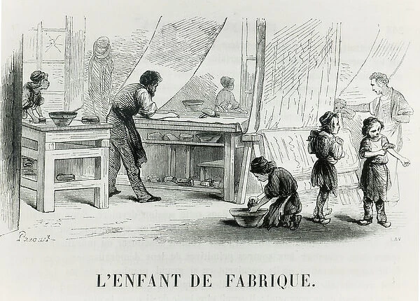 The Child of the Factory, c. 1842 (engraving) (b  /  w photo)