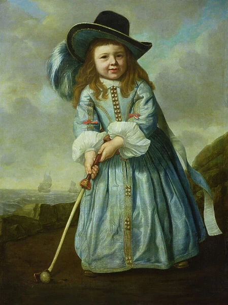 Child Playing Golf (oil on canvas)
