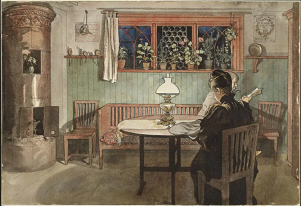 When the Children have Gone to Bed, from A Home series, c. 1895 (w  /  c on paper)
