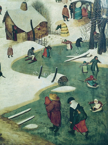 Children Playing on the Frozen River, detail from the Census of Bethlehem (oil on panel)