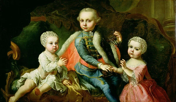 Three Children Seated on a Sofa, said to be members of the Esterhazy Family