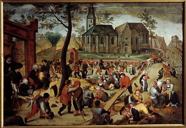 Childrens Games Painting by Martin Van Cleve (1527-1581)