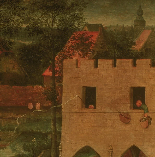 Childrens Games, detail of the top section, 1560 (oil on panel) (detail of 68945)