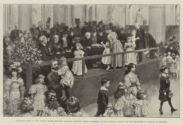 Childrens Party at the Mansion House, the Lady Mayoress receiving Purses subscribed for the National Society for the Prevention of Cruelty to Children (litho)