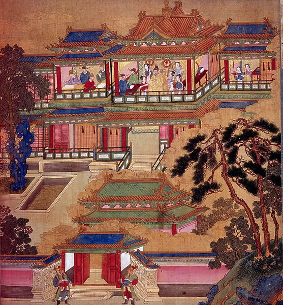 Chinese Art: 'View of the palace of Emperor Heou Tchou of the Chin