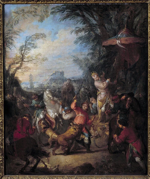 Chinese Hunting Painting by Jean Baptiste Pater (1695-1736) 18th century Sun. 0, 55x0, 46 m