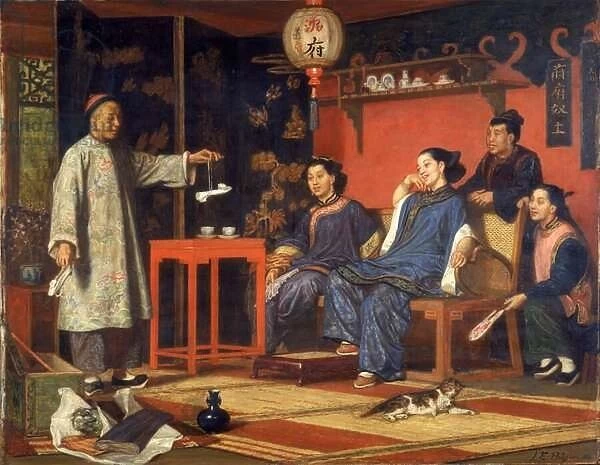 Chinese Ladies Looking at European Curiosities, 1868 (oil on canvas)