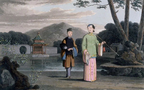Chinese lady with pavilion in background, from A Picturesque Journey to India
