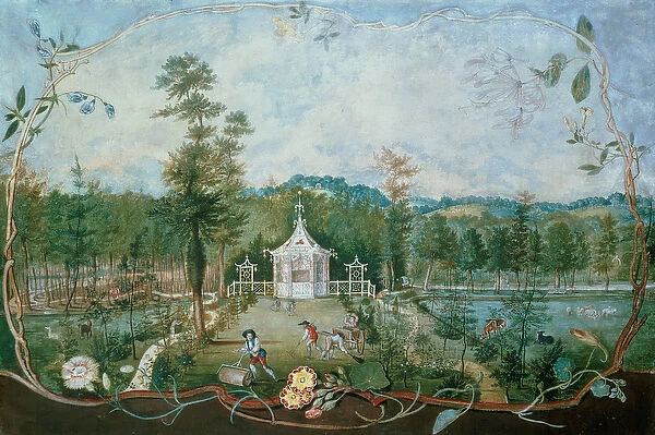 Chinese Pavilion in an English Garden, 18th century (w  /  c and gouache on paper)