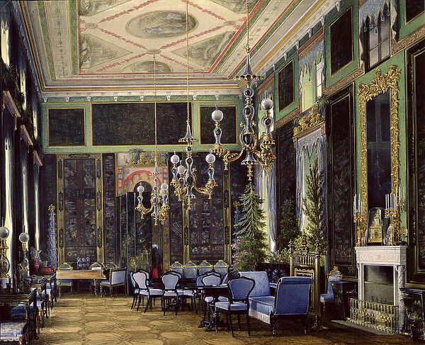 The Chinese Room in the Great Palais in Tsarskoye Selo (w  /  c, gouache and ink on paper)