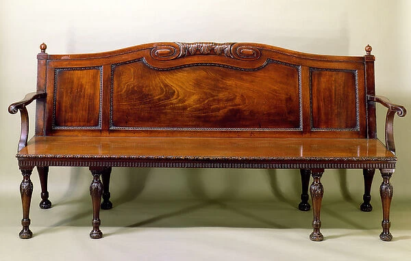 Chippendale carved hall settee, c. 1770 (mahogony)