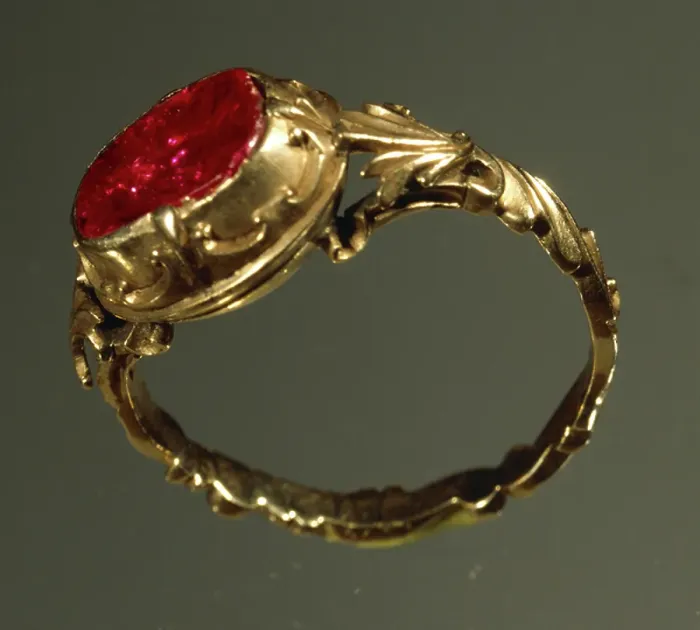 Framed Print : Chiseled gold ring set with ruby Framed Print : Chiseled gold ring set with ruby