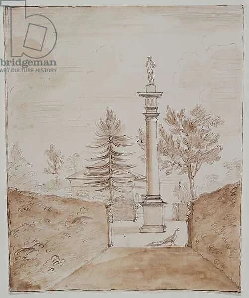 Chiswick, view of the Doric Column with Venus de Medici statue