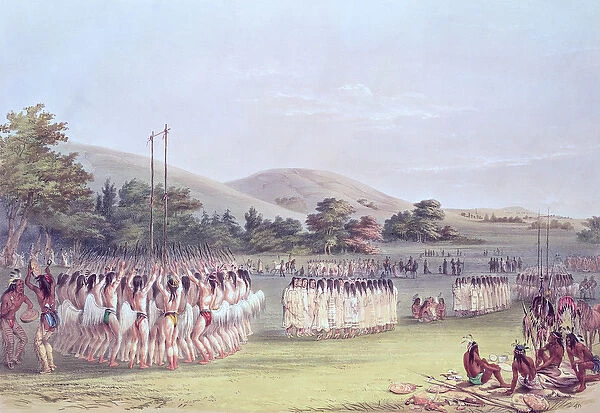 Choctaw Ball-Play Dance, 1834-35 (coloured engraving)