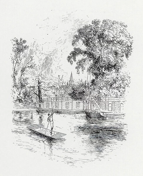 Christ Church Meadows from the River (litho)