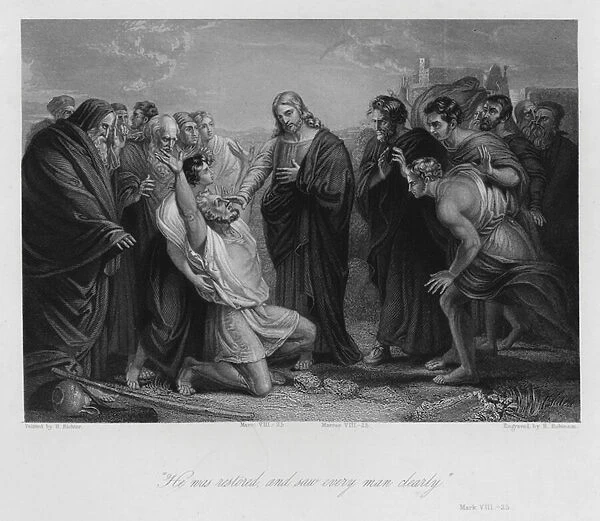Christ curing the Blind, Mark VIII, 25 (engraving)