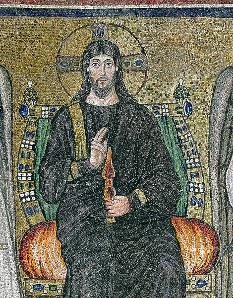 Christ enthroned with the angels (mosaic) (detail of 344548)