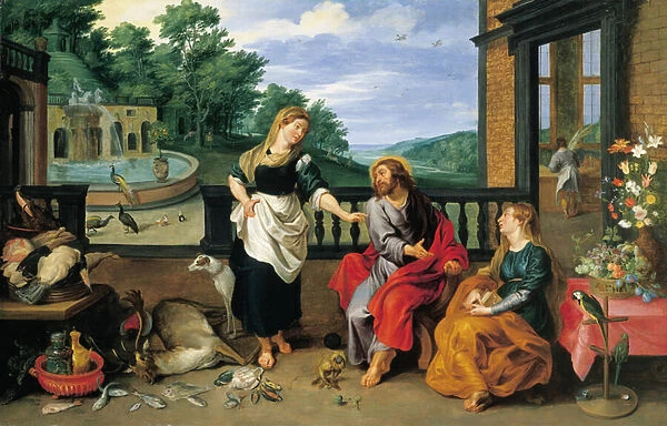 Christ in the House of Martha and Mary (oil on panel)