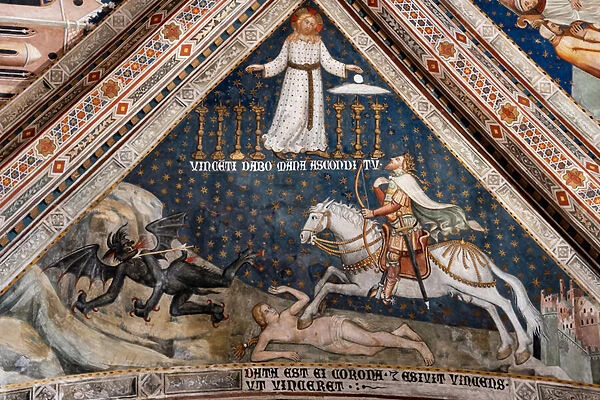 Christ, a knight and a demon, detail, 1357-64 (fresco)