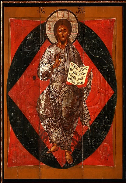 Christ in Majesty (Saviour of the World) - Russian icon - 17th century - Tempera on panel