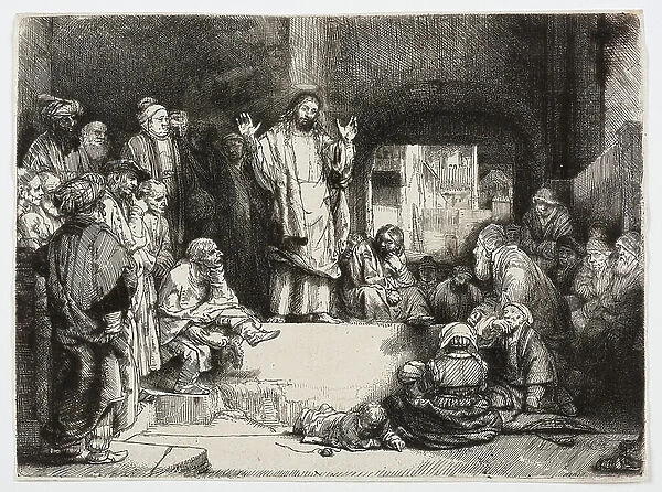 Christ Preaching, also known as The Little Tomb, 1652 (Etching)