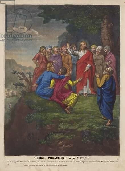 Christ preaching on the Mount (colour litho)