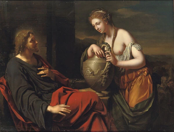 Christ and the Samaritan Woman (oil on panel)