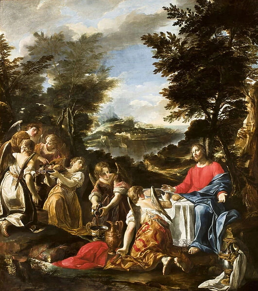 Christ Served by Angels, c. 1650-1700 (oil on canvas)