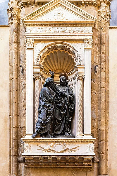 Christ and St. Thomas, Orsanmichele church, Florence, Italy, 1467-83 (bronze)