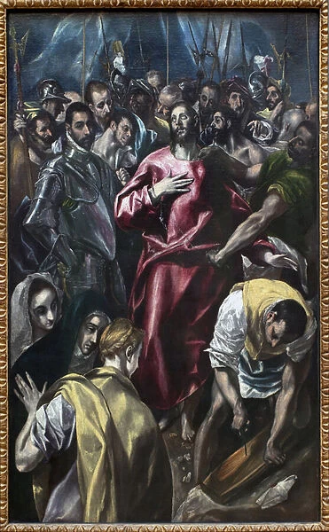 Christ stripped of his tunic. Painting by Domenikos Theotokopoulos called The Greco (1541-1614), oil on canvas, between 1583 and 1584 (99 x 165 cm). Spanish art, 16th century. Munich, Alte Pinakothek (Germany)