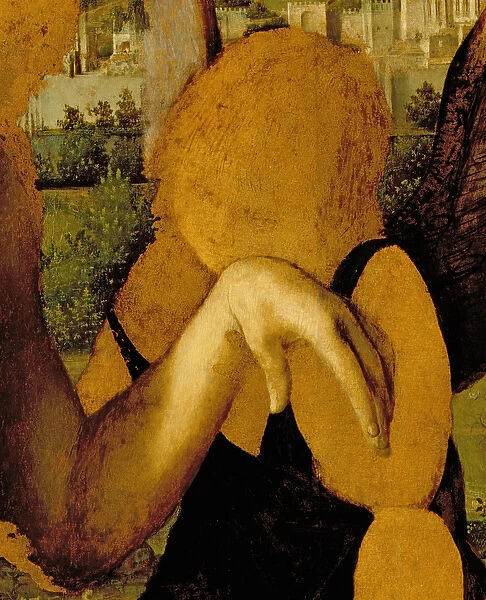 Christ Supported by Three Angels (oil on panel) (detail of 60385)