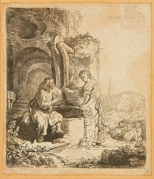 Christ and the Woman of Samaria, Among Ruins (etching)