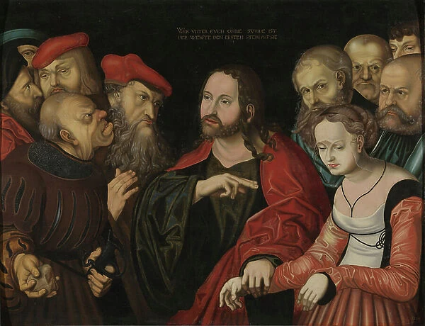 Christ and the Woman Taken in Adultery, c. 1700 (oil on wood)