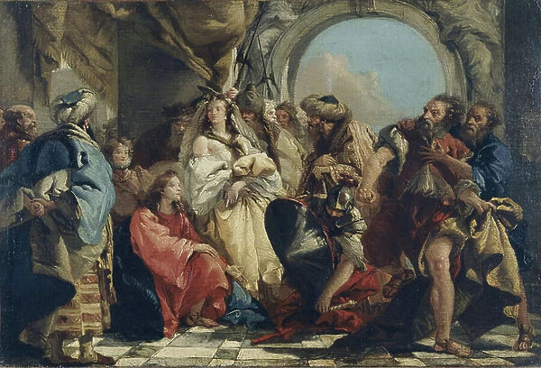 Christ and the Woman taken in Adultery (oil on canvas)