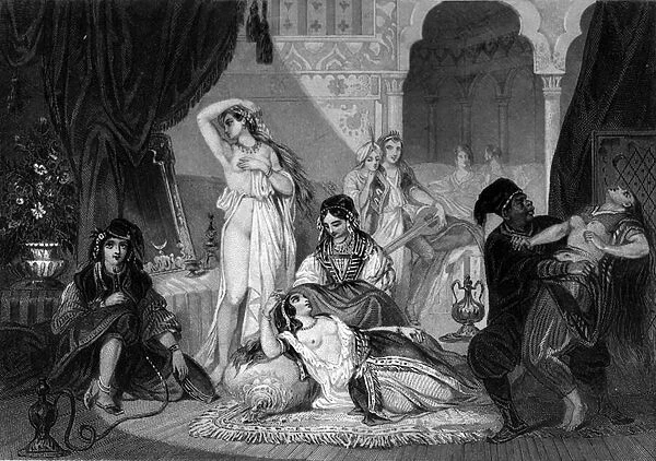 A Christian captive in Harem. In 'The General History of the Navy'by Van Tenac, 1850