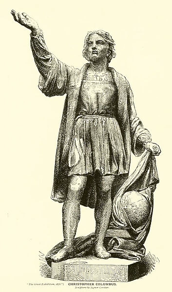 Christopher Columbus, Sculpture by Signor Cordier (engraving)