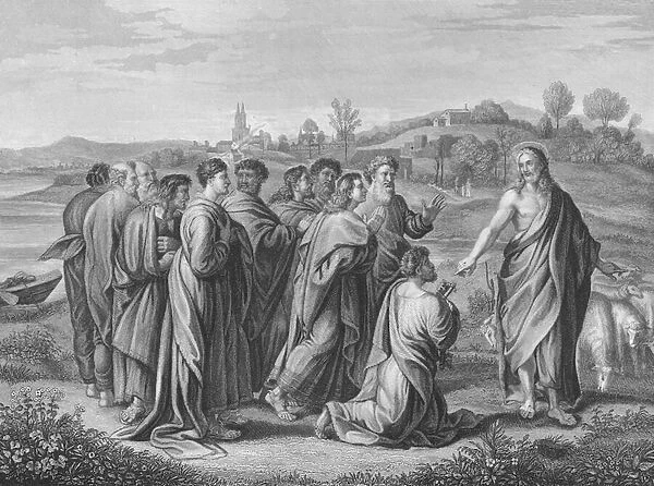Christs Charge to Peter, St John, Chapter 21, Verses 15-19 (engraving)