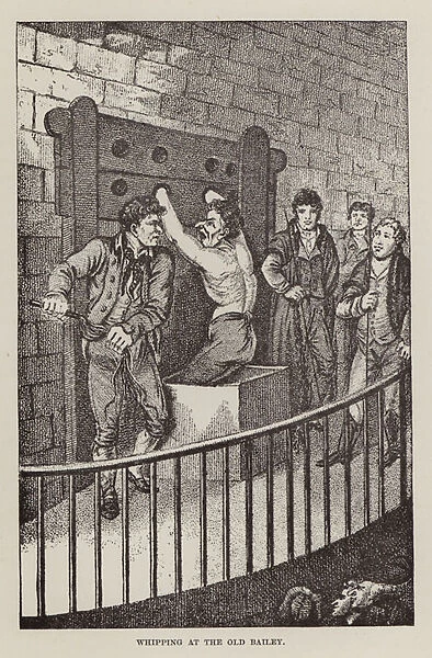 Chronicles of Newgate: Whipping at the Old Bailey (engraving)