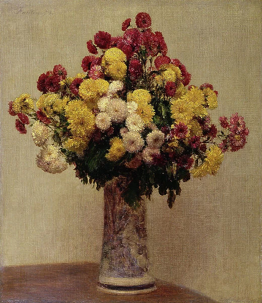 Chrysanthemums in a vase, 1873 (oil on canvas)